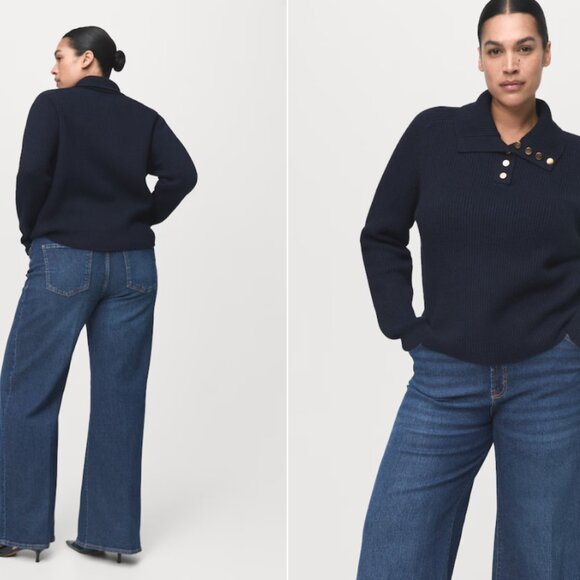 👖 Mango Wide-Leg Dark Blue High-Rise Jeans – Size 10 (Gently Used) - Picture 3 of 6